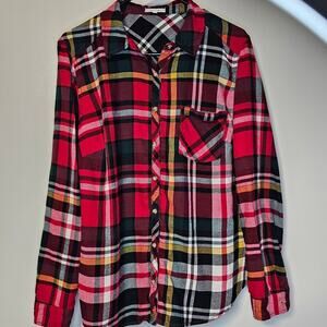 Multicolor Plaid Flannel Shirt Women's Size 1 | Button Up Long Sleeve Top